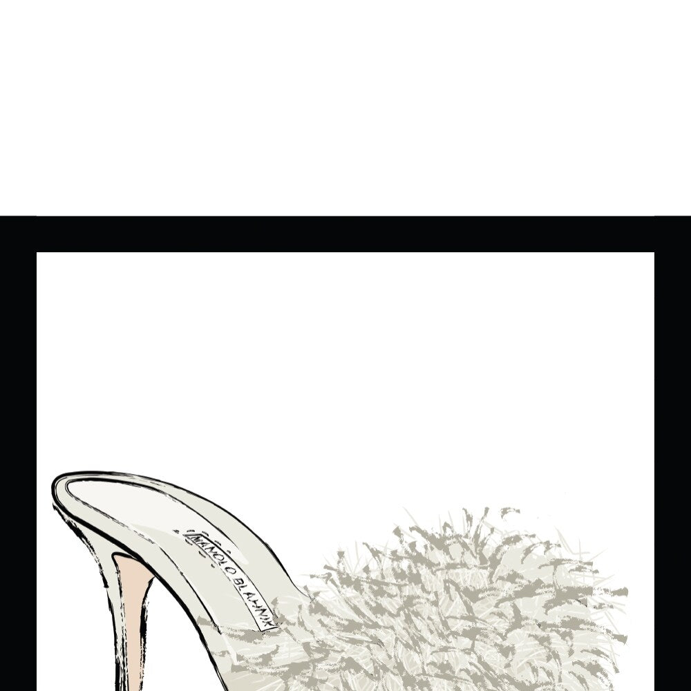 Fashion Designer Glam Shoe - Framed Print Artwork - Multi-Color