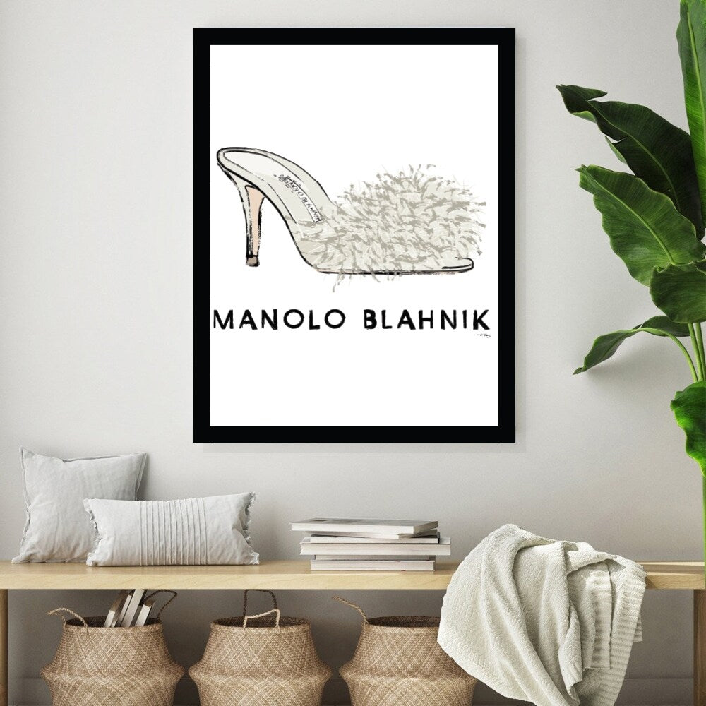 Fashion Designer Glam Shoe - Framed Print Artwork - Multi-Color