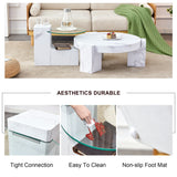 Fashionable Marble Textured MDF Coffee Table with Side Table, Versatile for Living Room and Bedroom