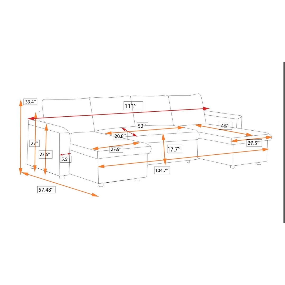 Fashionable U-Shape Pull-out Sleeper Sectional Sofa