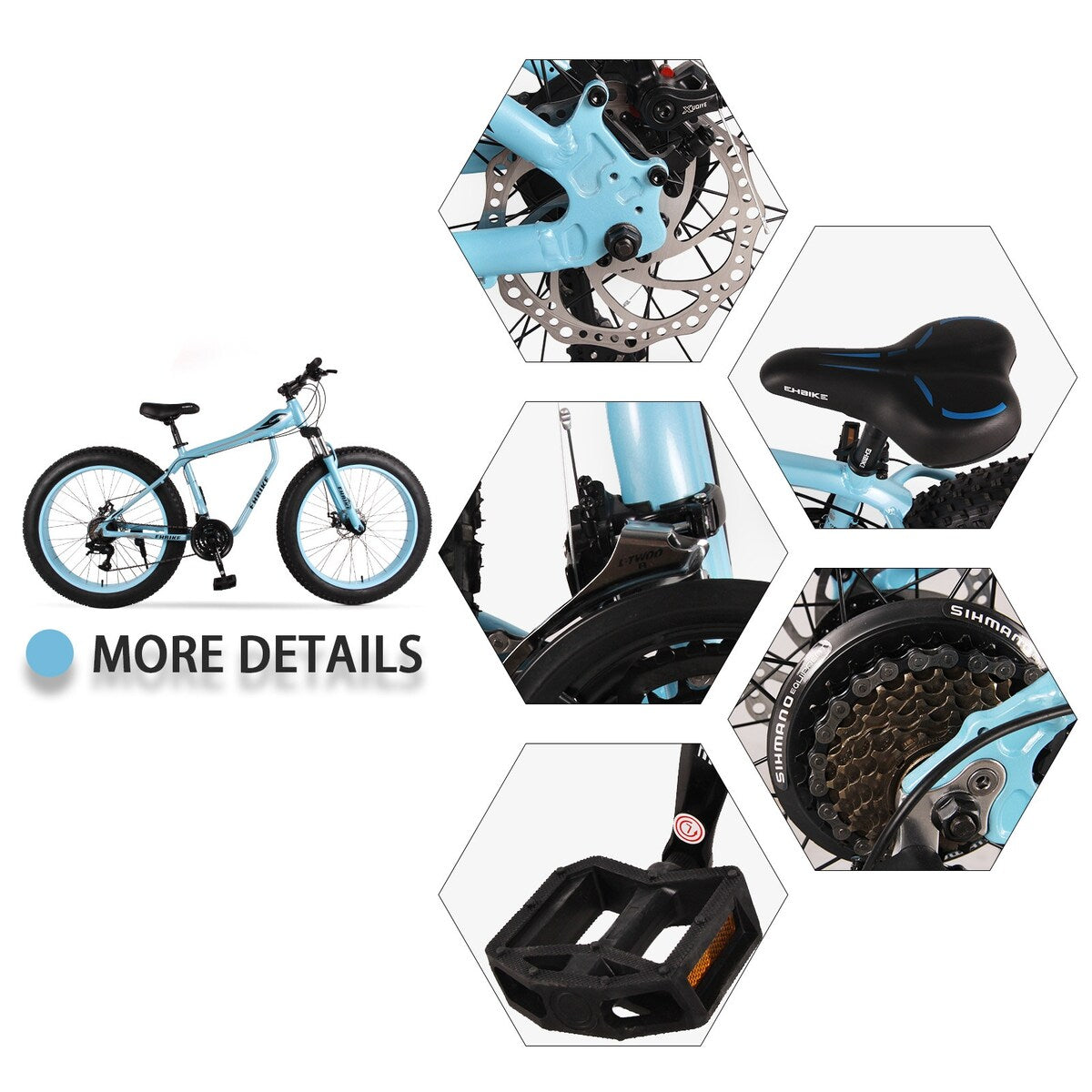 Fat Tire Bike For Mountain/snow/road, 26-Inch Wheels, 21-Speed, Aluminum Frame