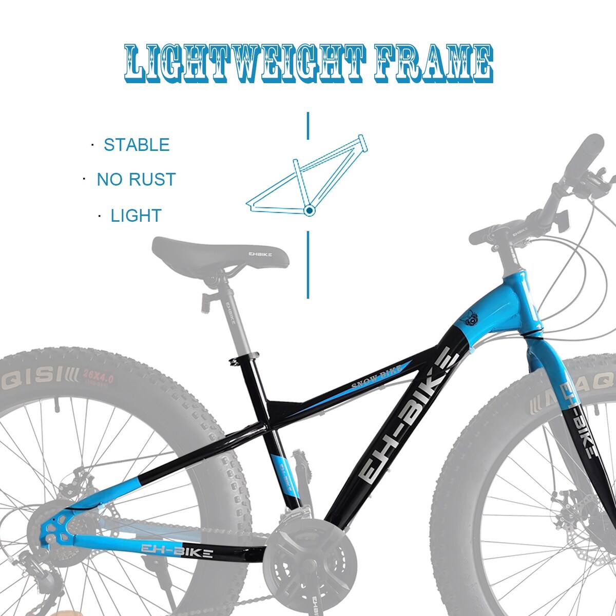 Fat Tire Bike For Mountain/snow/road, 26-Inch Wheels, 21-Speed, Steel Frame