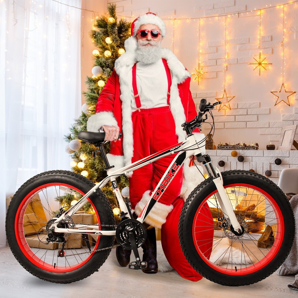 Fat Tire Mountain Bike,26-Inch Wheels,21-Speed,Aluminum alloy , Front and Rear Brakes - 76.77x24.8x43.3in