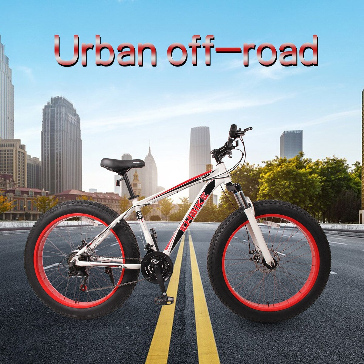 Fat Tire Mountain Bike,26-Inch Wheels,21-Speed,Aluminum alloy , Front and Rear Brakes - 76.77x24.8x43.3in