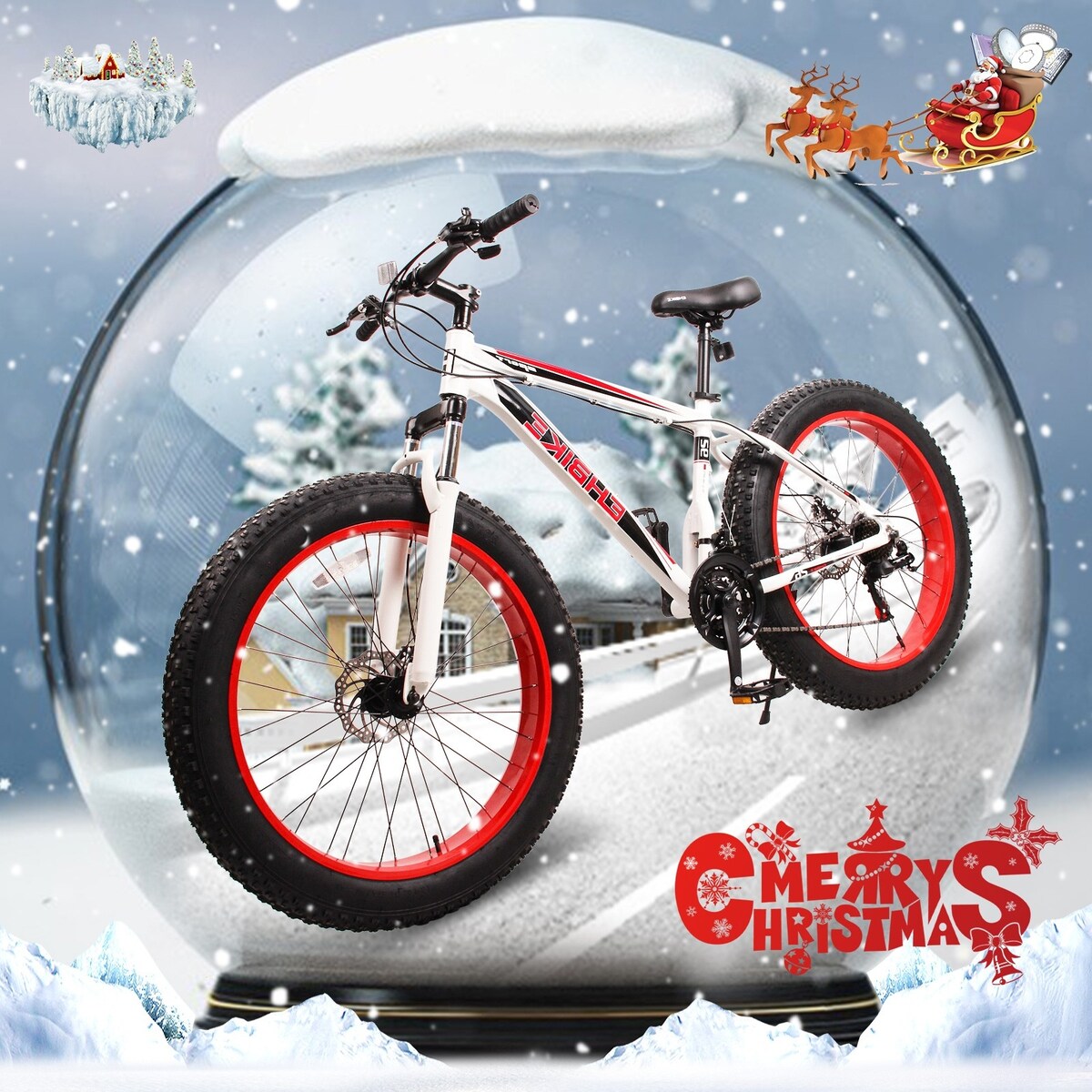 Fat Tire Mountain Bike,26-Inch Wheels,21-Speed,Aluminum alloy , Front and Rear Brakes - 76.77x24.8x43.3in