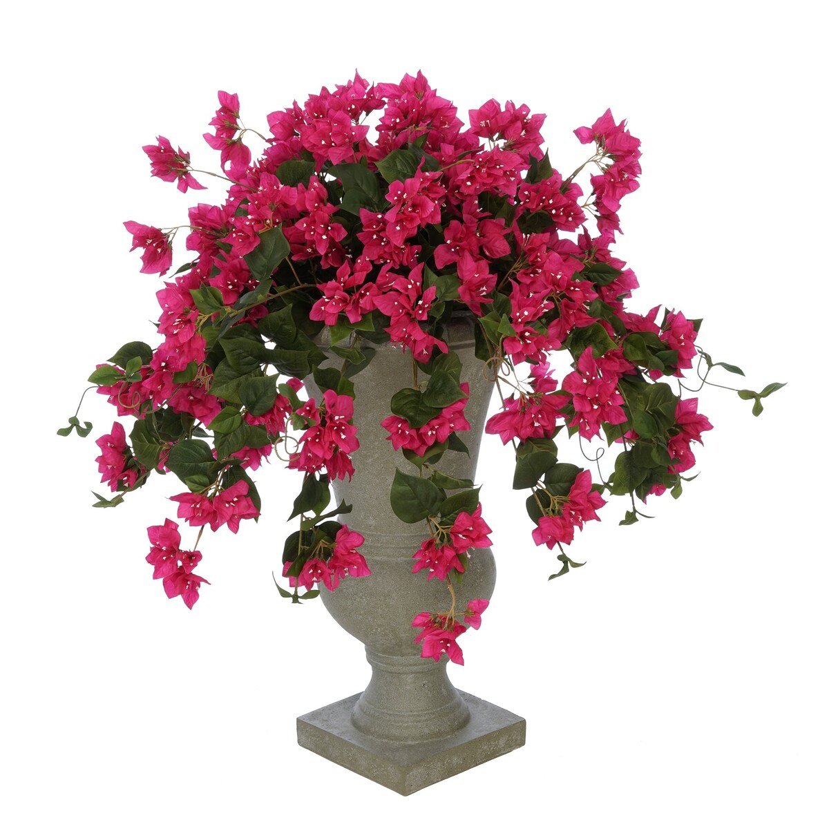 Faux Bougainvillea in Grey Roman Urn