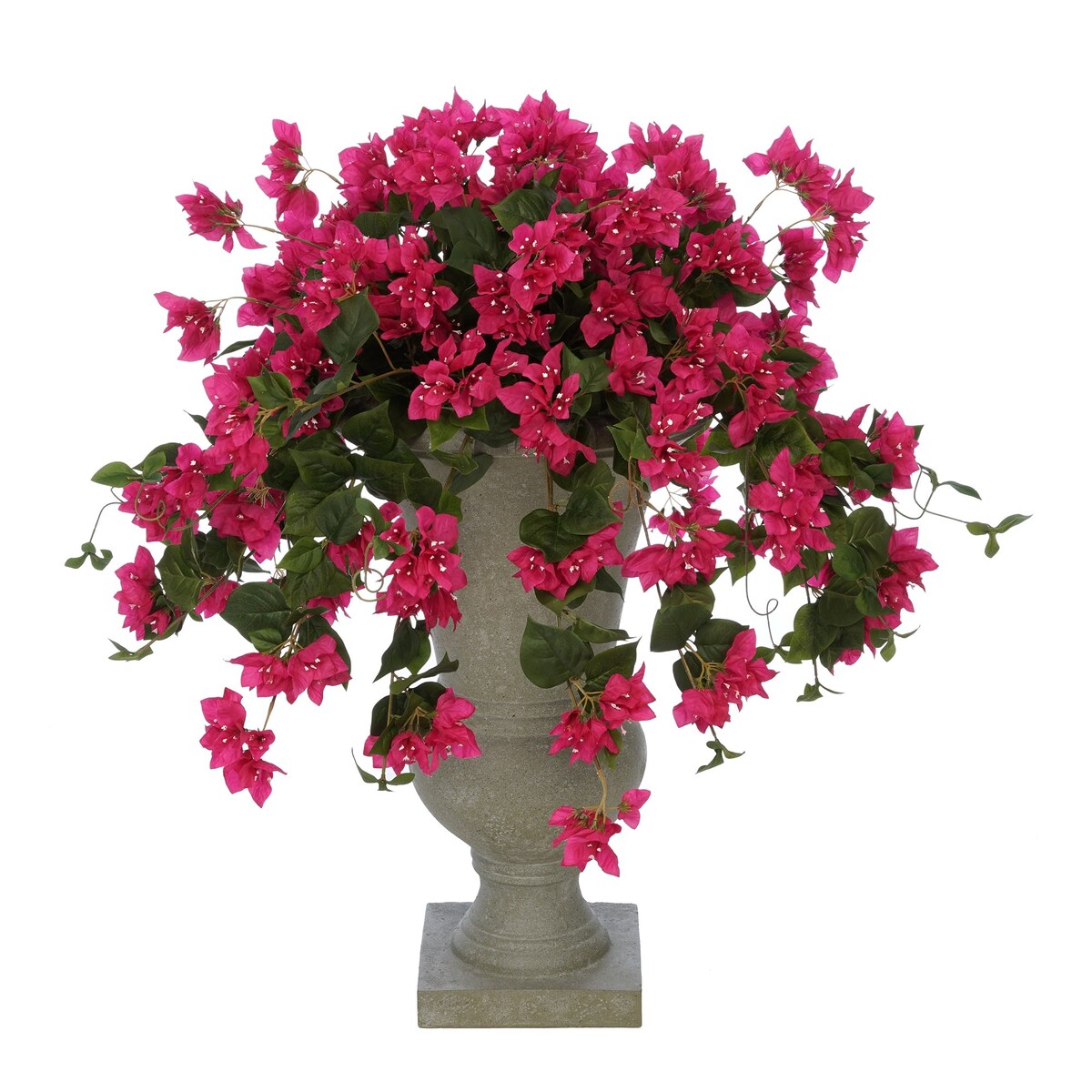 Faux Bougainvillea in Grey Roman Urn