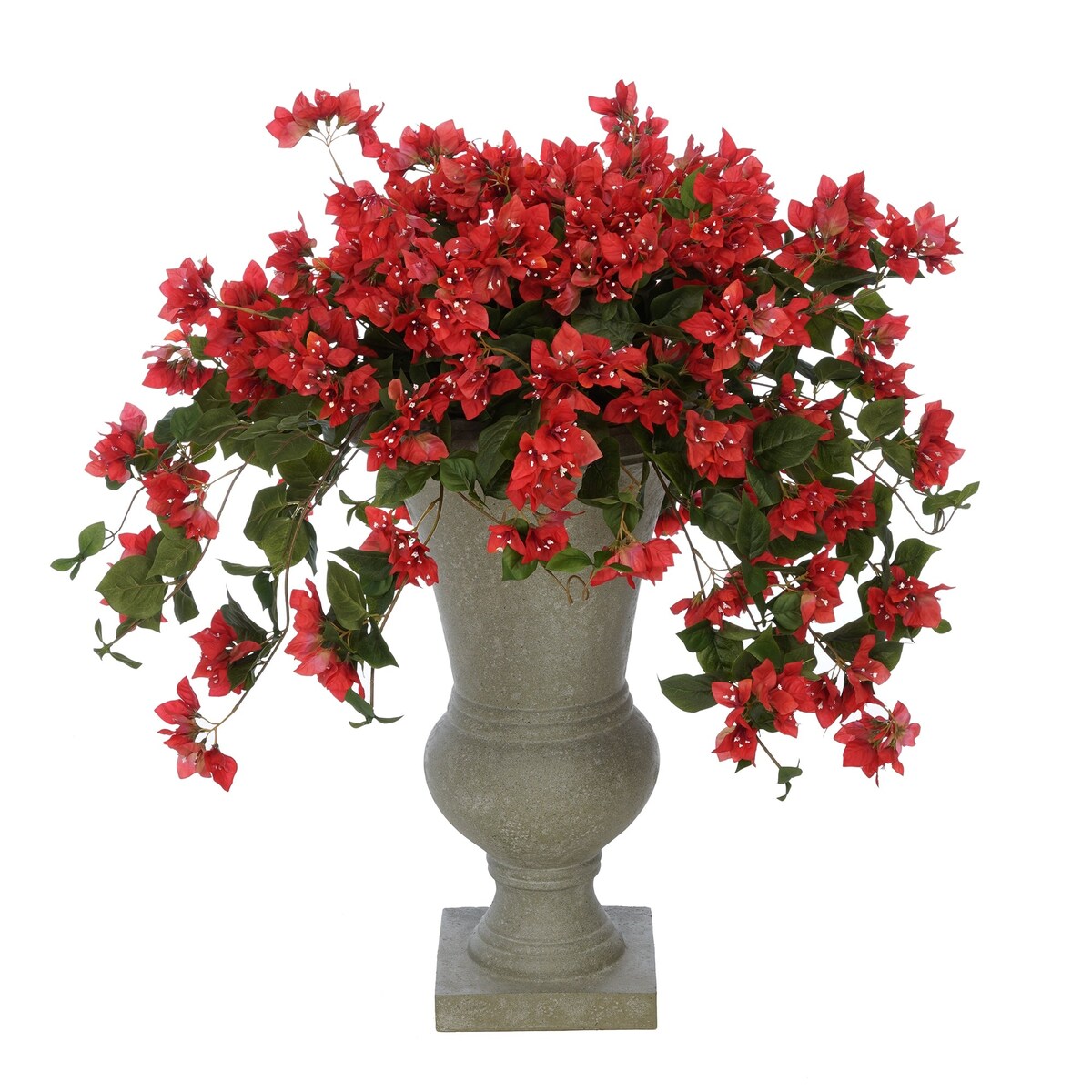 Faux Bougainvillea in Grey Roman Urn