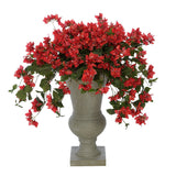 Faux Bougainvillea in Grey Roman Urn