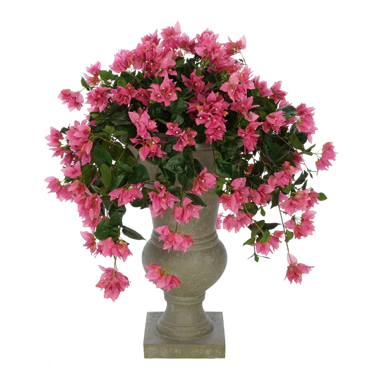 Faux Bougainvillea in Grey Roman Urn
