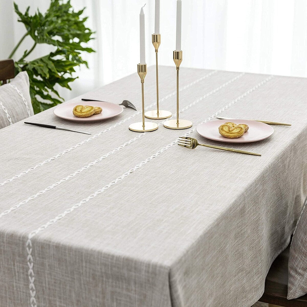 Faux Burlap Tablecloth Rectangular Oblong Table Cover