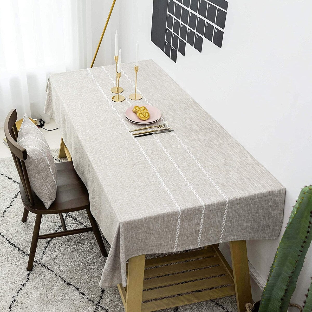 Faux Burlap Tablecloth Rectangular Oblong Table Cover