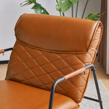 Faux Leather Accent Chair and Ottoman Combo for Living Spaces, Mid-Century Modern Leisure Chair