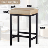 Faux Leather Bar Stools Metal Upholstered Counter Stool Set of 2