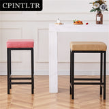 Faux Leather Bar Stools Metal Upholstered Counter Stool Set of 2