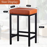 Faux Leather Bar Stools Metal Upholstered Counter Stool Set of 2