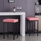 Faux Leather Bar Stools Metal Upholstered Counter Stool Set of 2