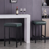 Faux Leather Bar Stools Metal Upholstered Counter Stool Set of 2
