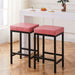 Faux Leather Bar Stools Metal Upholstered Counter Stool Set of 2