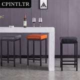 Faux Leather Bar Stools Metal Upholstered Counter Stool Set of 2