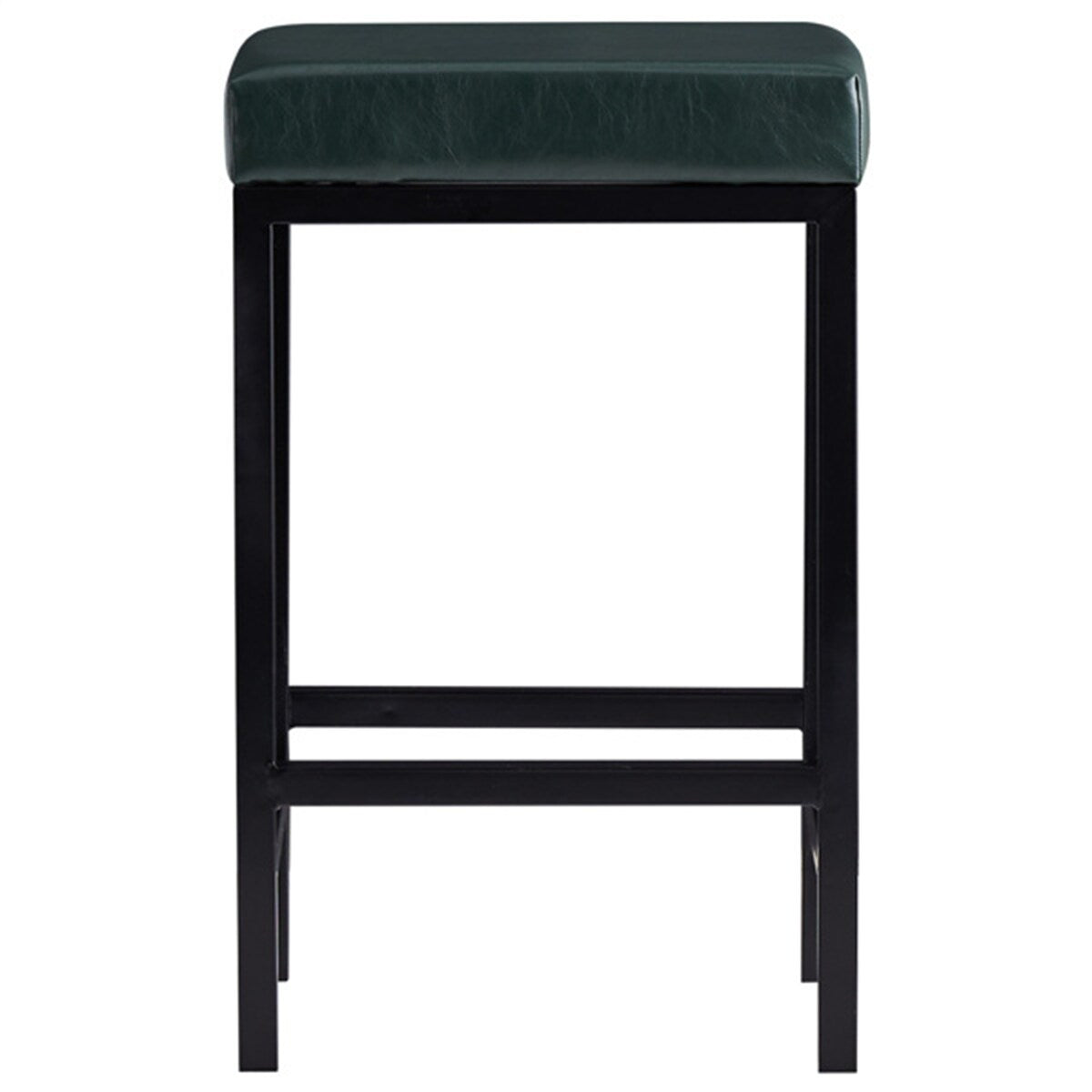 Faux Leather Bar Stools Metal Upholstered Counter Stool Set of 2