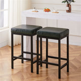 Faux Leather Bar Stools Metal Upholstered Counter Stool Set of 2