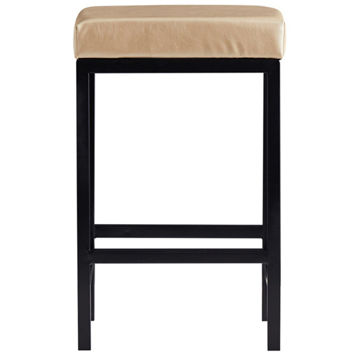 Faux Leather Bar Stools Metal Upholstered Counter Stool Set of 2
