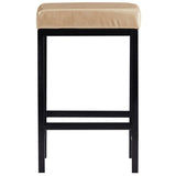 Faux Leather Bar Stools Metal Upholstered Counter Stool Set of 2