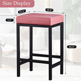 Faux Leather Bar Stools Metal Upholstered Counter Stool Set of 2