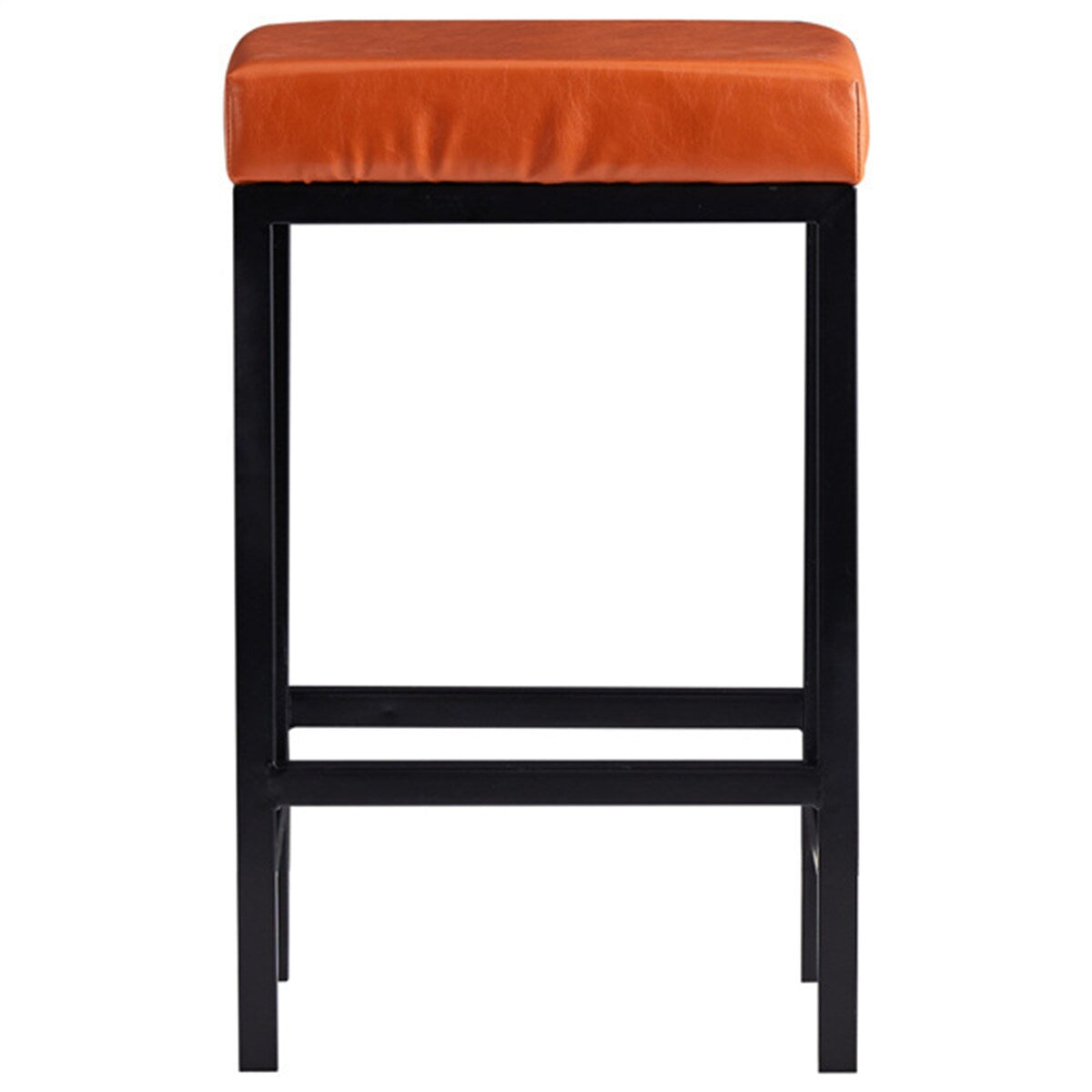 Faux Leather Bar Stools Metal Upholstered Counter Stool Set of 2