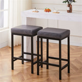 Faux Leather Bar Stools Metal Upholstered Counter Stool Set of 2