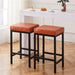 Faux Leather Bar Stools Metal Upholstered Counter Stool Set of 2