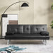 Faux Leather Convertible Sofa Bed with Removable Arm and 2 Cupholders