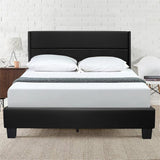 Faux Leather Full Platform Bed in Black