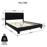 Faux Leather Full Platform Bed in Black