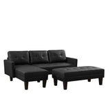 Faux Leather L-shape Sectional sofa bed Chaise Lounge with Ottoman