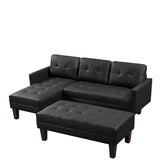 Faux Leather L-shape Sectional sofa bed Chaise Lounge with Ottoman