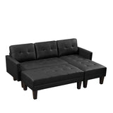 Faux Leather L-shape Sectional sofa bed Chaise Lounge with Ottoman