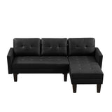 Faux Leather L-shape Sectional sofa bed Chaise Lounge with Ottoman