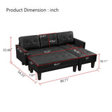 Faux Leather L-shape Sectional sofa bed Chaise Lounge with Ottoman