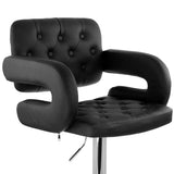Faux Leather Modern Bar Stool Black Adjustable Swivel Base
