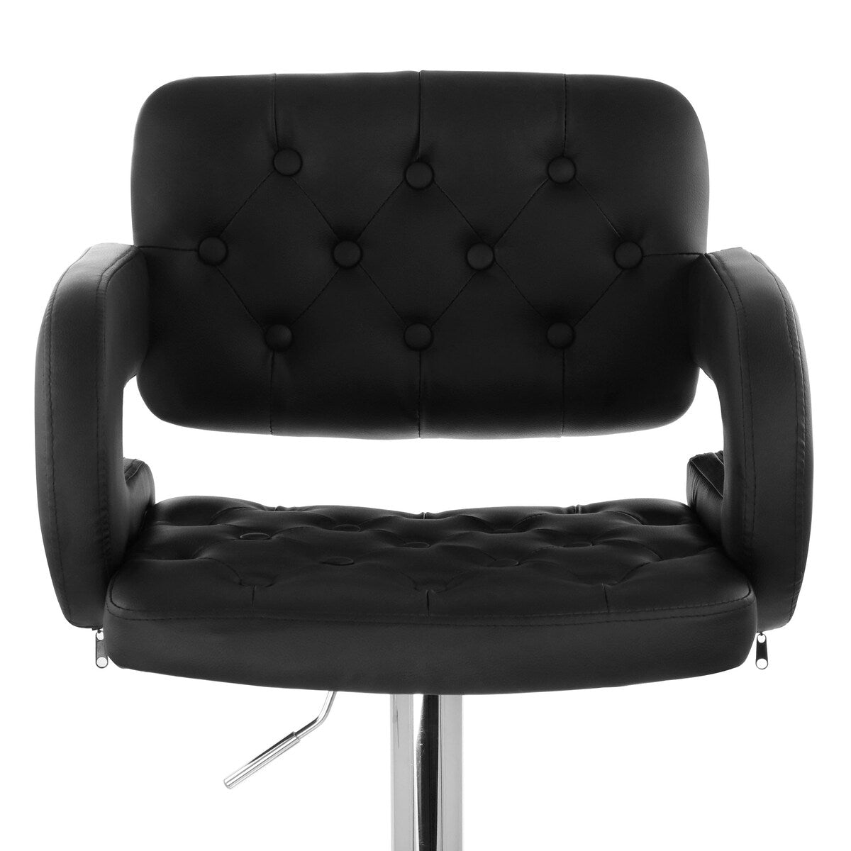 Faux Leather Modern Bar Stool Black Adjustable Swivel Base