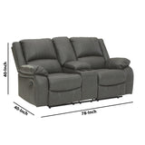 Faux Leather Upholstered Dual Reclining Loveseat with Console, Gray