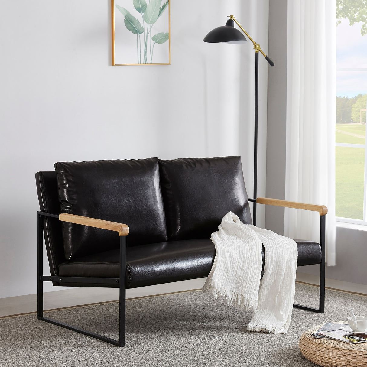 Faux Leather Upholstered Loveseat - 31.10 x 49.60 x 32.30