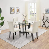 Faux Leather Upholstered Parsons Dining Chair with High Backrest