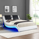 Faux Leather Upholstered Platform Bed Frame, King Size