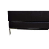 Faux Leather Upholstered Wooden Loveseat with Square Quilt Tuft Pattern on Backrest, Black
