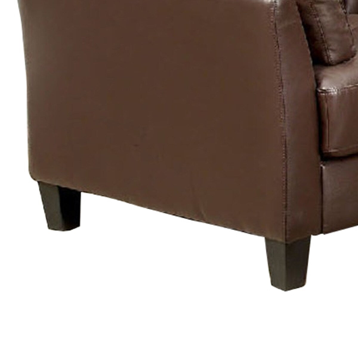 Faux Leather Upholstered Wooden Sectional Setwith Pillow Top Armrests, Brown