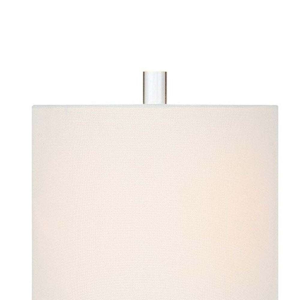 Faux Marble Mini Lamps with Drum Shape Linen Shade, White and Brown, Assortment of Two