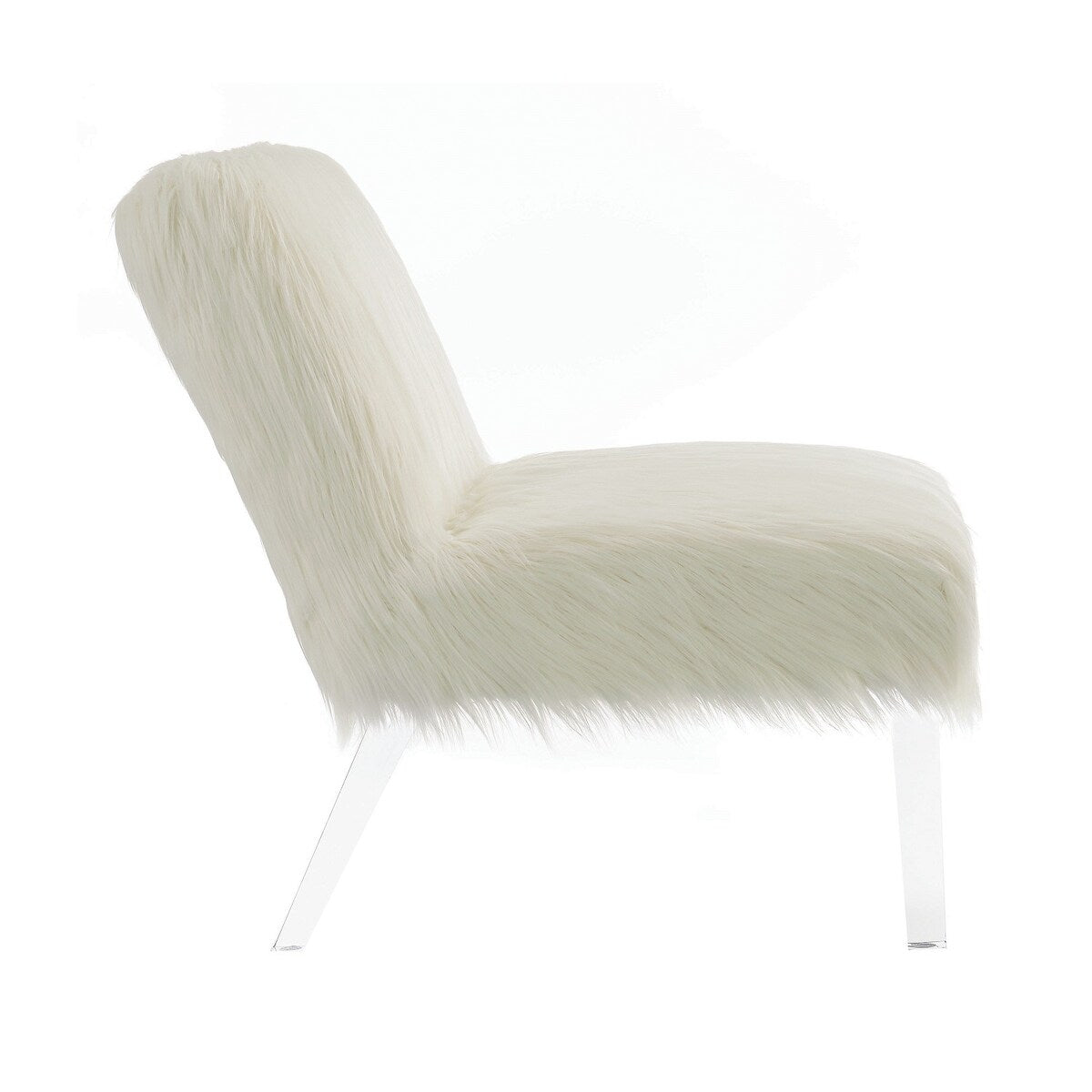 Faux Sheepskin Upholstered Accent Chair with Acrylic Legs, White